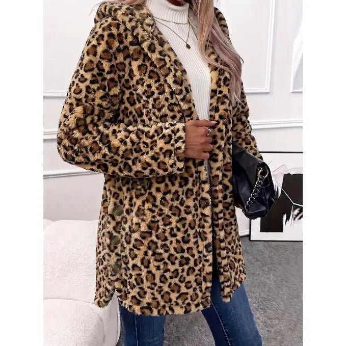 VVZ Women's Fall Winter Warm Fashion Jacquard Hooded Cardigan Long Sleeve Coat