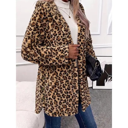 VVZ Women's Fall Winter Warm Fashion Jacquard Hooded Cardigan Long Sleeve Coat