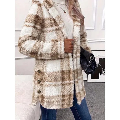 VVZ Women's Fall Winter Warm Fashion Jacquard Hooded Cardigan Long Sleeve Coat