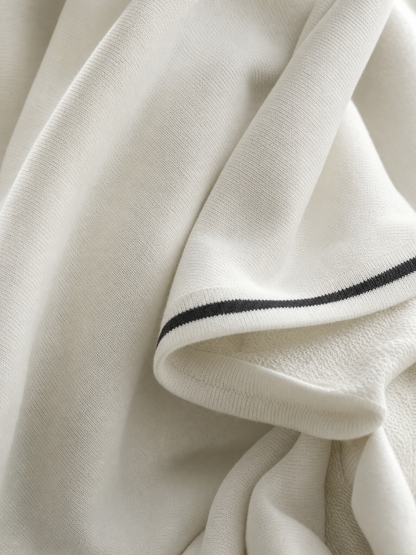 Women's Minimalist White-trimmed Button-down Collar Sweatshirt Maxi Dress MDA0958L0Y